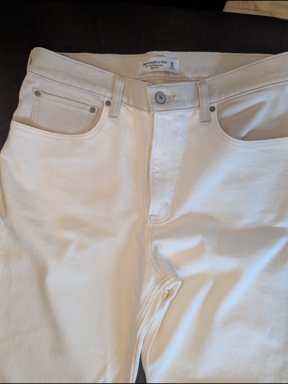 Abercrombie & Fitch Cream Wide-Leg Jeans Quiet Luxury 2 Tone Long